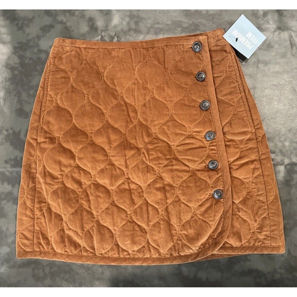 Madewell Quilted Corduroy Mini Skirt Brown Sz 00 Y2K Cottage Core Logan Look